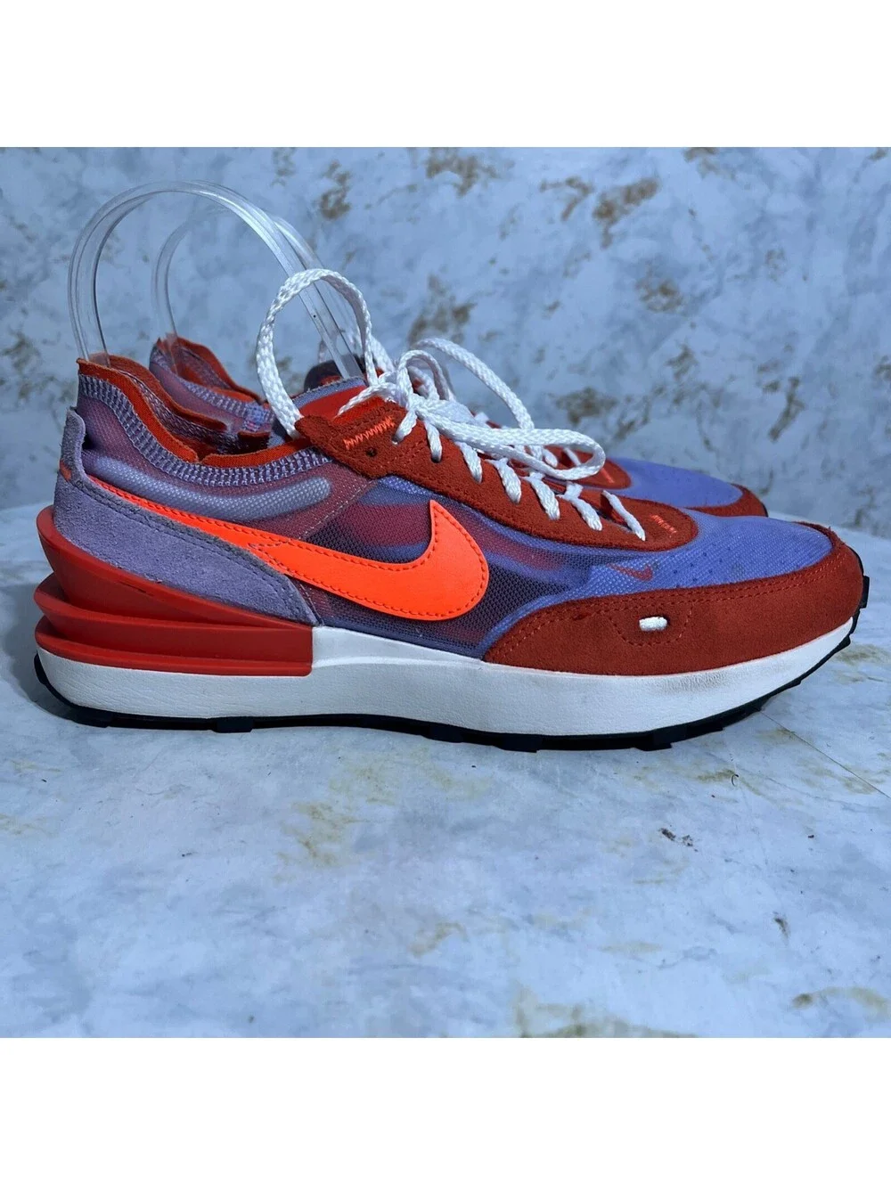 Nike Waffle One Womens Sz 8.5 Running Shoes Red Purple Athletic Trainer Sneakers